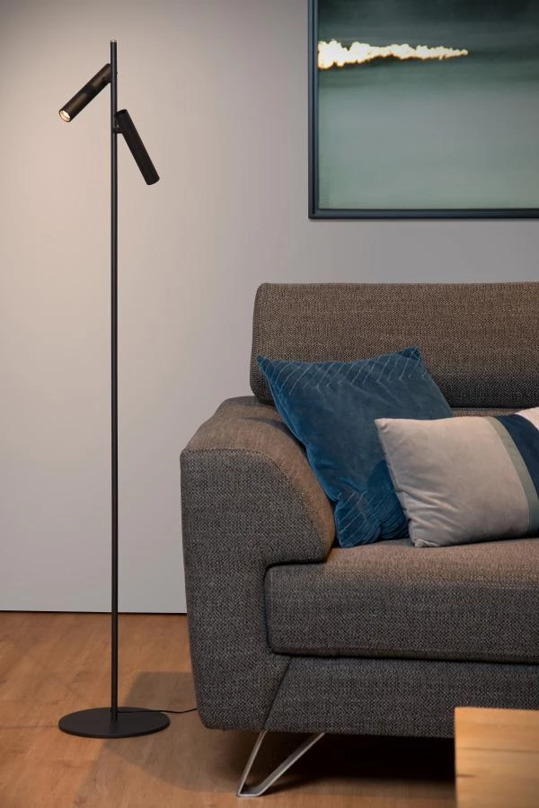 Lucide PHILON - Lampadaire / lampe de lecture - Ø 23 cm - LED Dim. - 2x4,5W 3000K - Noir - ambiance 1